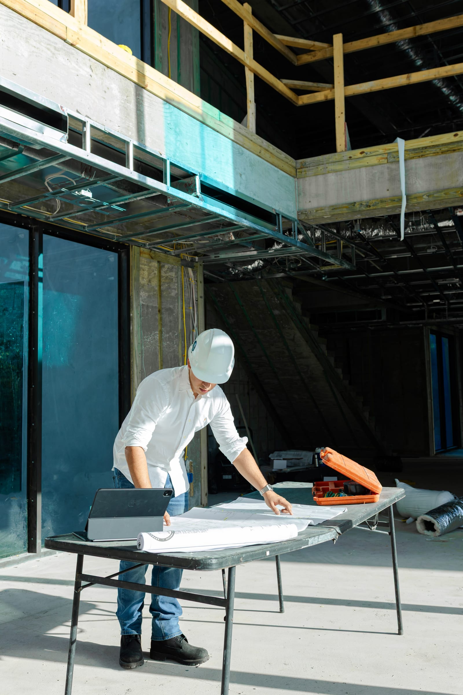 Structural metal framing and mechanical review on site