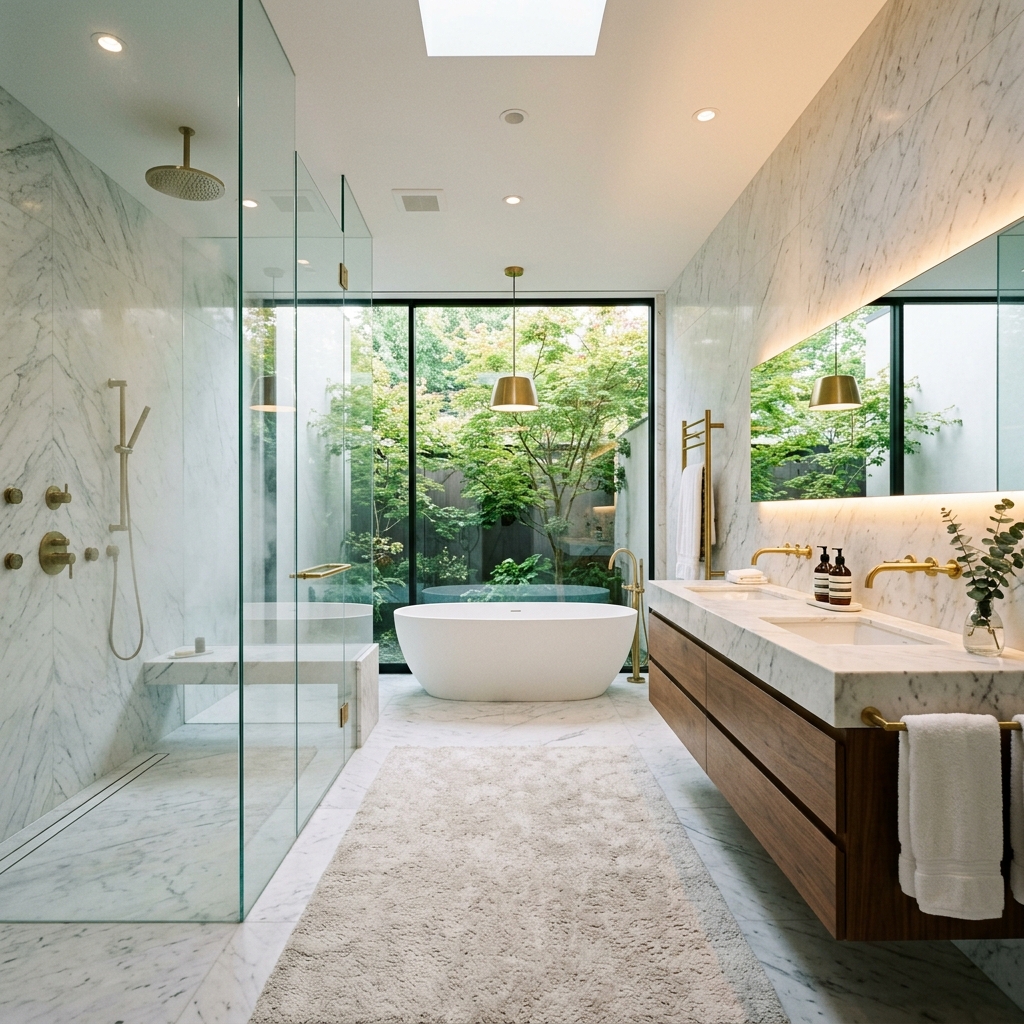 After: Sleek Private Sanctuary - Spa-Inspired Master Bathroom Oasis